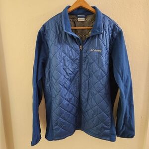 Columbia Men's Blue Mixed Media Quilted Fleece Jacket Size XL